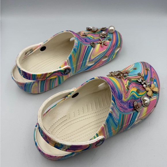 Crocs Marble Multi Custom Rhinestone Clogs W11 - Picture 5 of 10